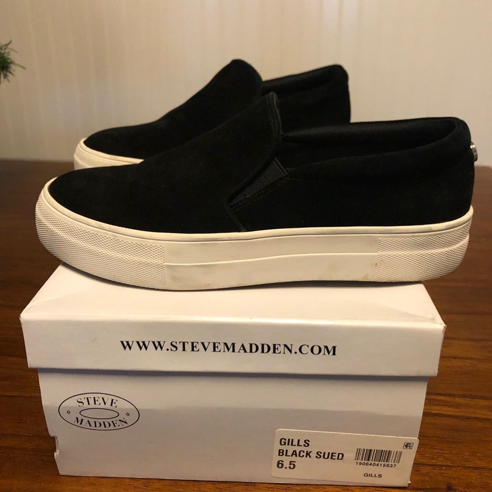 Steve Madden Gills Black Suede Sneakers